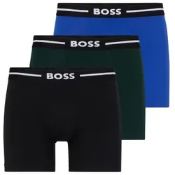 BOSS 3P Solid Cotton Bold Boxer Schwarz/Blau Baumwolle Large Herren