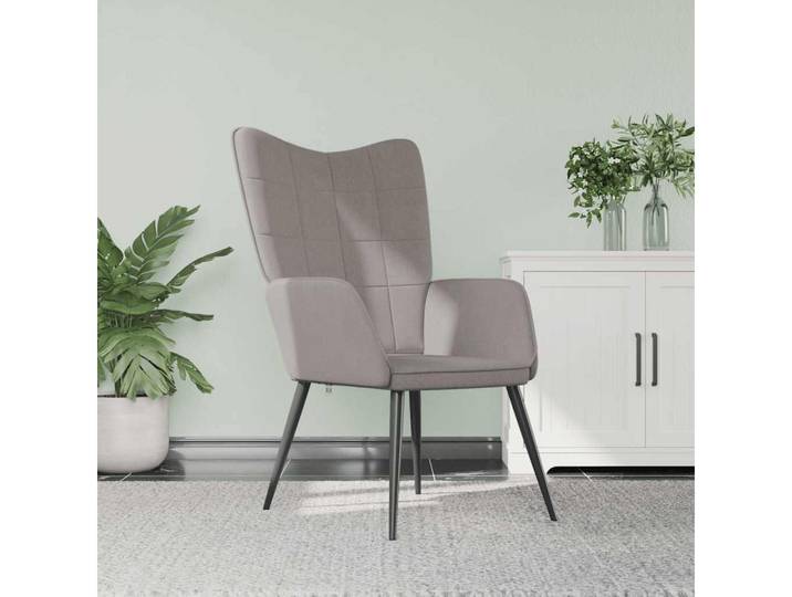 furnicato Relaxsessel Taupe 61x70x96,5 cm mit Stahlgestell, Bequemer Sessel mit weicher Polsterung und quadratischem Muster