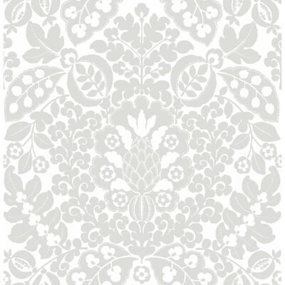 A-Street Prints Marni Grey Fruit Damask Wallpaper