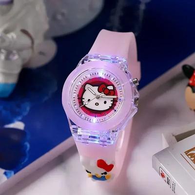 Uplift Essentials Childrens Flashing Cartoon Figure Watch With Luminous Strap pink Hello Kitty