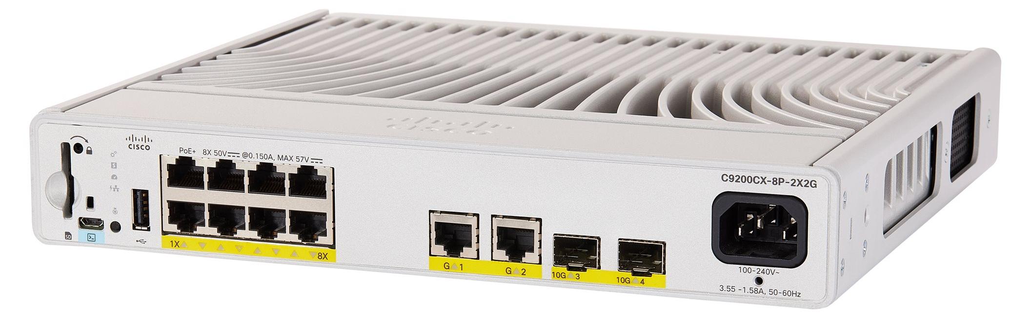 Cisco Catalyst C9200CX-8P-2X2G-A, Managed, L2/L3, Gigabit Ethernet (10/100/1000), Vollduplex, Power over Ethernet (PoE), Rack-Einbau