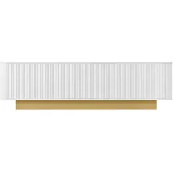 MODFU TV-Lowboard MDF/Spanplatte Weiß 170x40,5x47 cm mit 3 Türen, verstellbarem Einlegeboden und Kabelmanagement