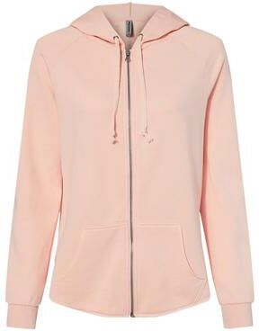 Independent Trading Co. PRM2500Z Women's California Wave Wash Full-Zip Hooded Sweatshirt in Blush size Small   Cotton/Polyester Blend