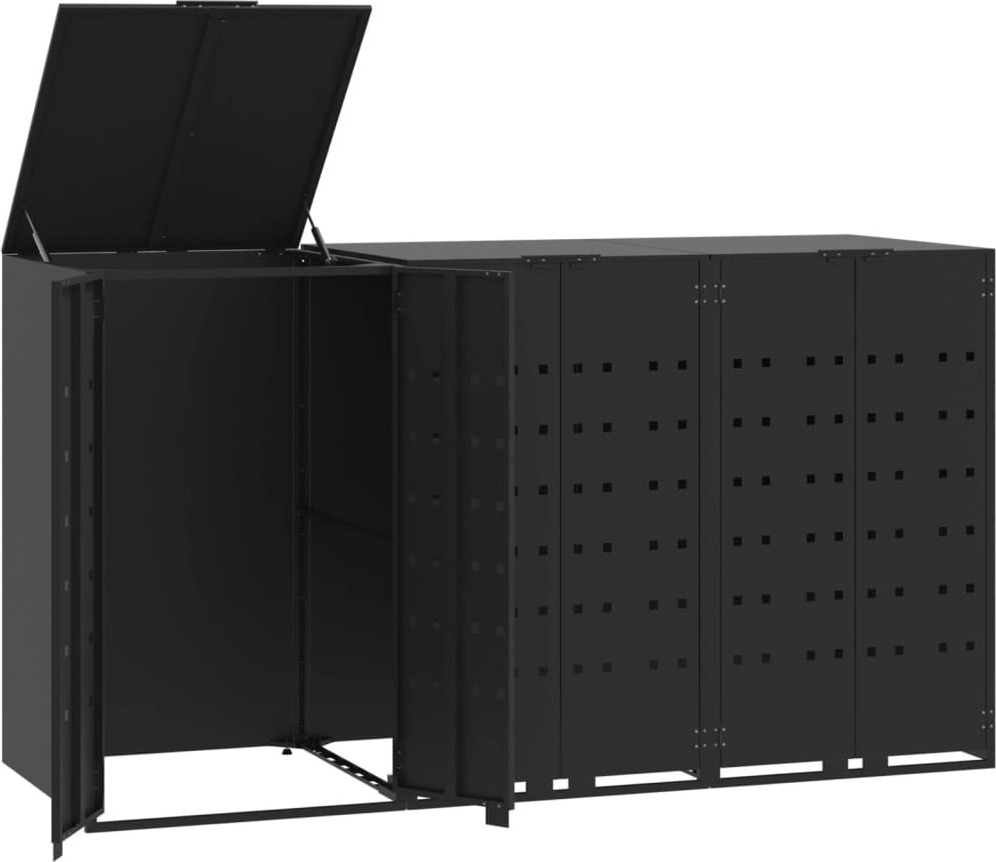 Mülltonnenbox für 3 Tonnen Schwarz 207x79x117 cm Stahl