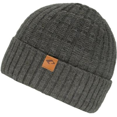 Beanie CHILLOUTS "Bruno Hat", Herren, grau (dunkelgrau), Rippstrick, Kunstfaser, unifarben, Mützen Beanie, mit dezentem Logo