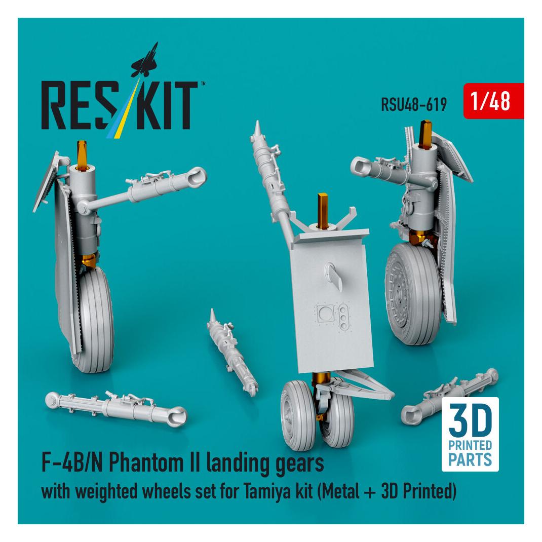 ResKit F-4B/N Phantom II landing gears with weighted wheels set for Tamiya kit (Metal + 3D Printed) (RSU48-0619)