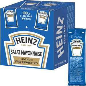Heinz Mayonnaise Salat Mayonnaise, 56% Fettgehalt, aus Freilandeiern, je 17 ml, 100 Portionsbeutel