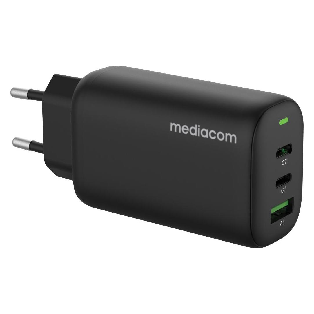 Mediacom MD PD CHARGER 65W 1USB+2TYPEC BLACK (65 W, 3 Ports) (MD-A140)