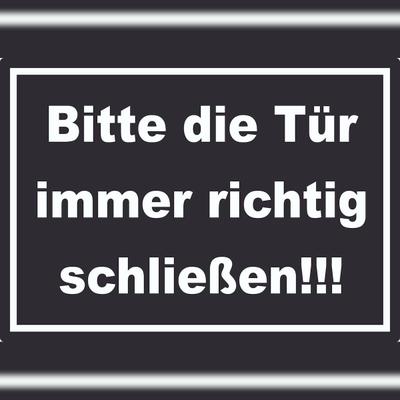 HB-Druck Aufkleber Bitte die Tür immer richtig weiss-schwarz A7 (74x105mm)