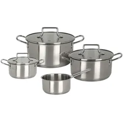 Excellent Houseware 7-teiliges Kochtopfset, Pfannenset + Topfset, Silber