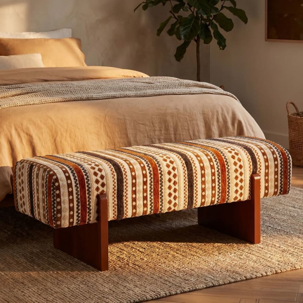 Mauro Ferretti Banc multicolore de style ethnique 120,5 x 45 x 43 cm Multicolore 45x43x120cm