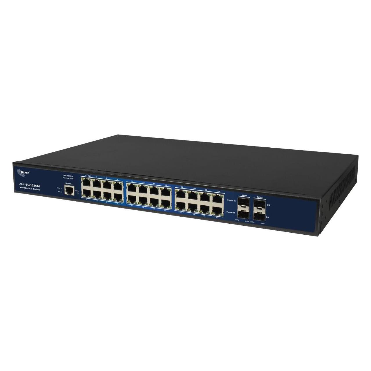 Allnet switch full managed 24 port gigabit / 24x lan / 4x sfp / lüfterlos / 19 zoll / zollall-sg862 (26 Ports) (ALL-SG8626M)