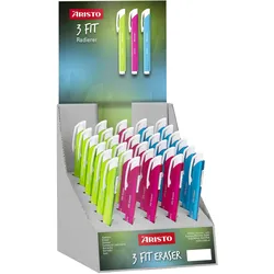 Aristo, Korrekturmittel, Radierstift 3Fit Display 30, je 10 x blau, grün, violett