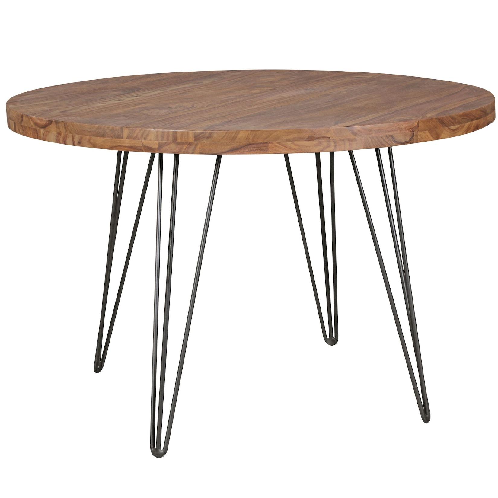 KADIMA DESIGN Massivholz Esszimmertisch im Landhaus Look, 120 cm Durchmesser, runde Form