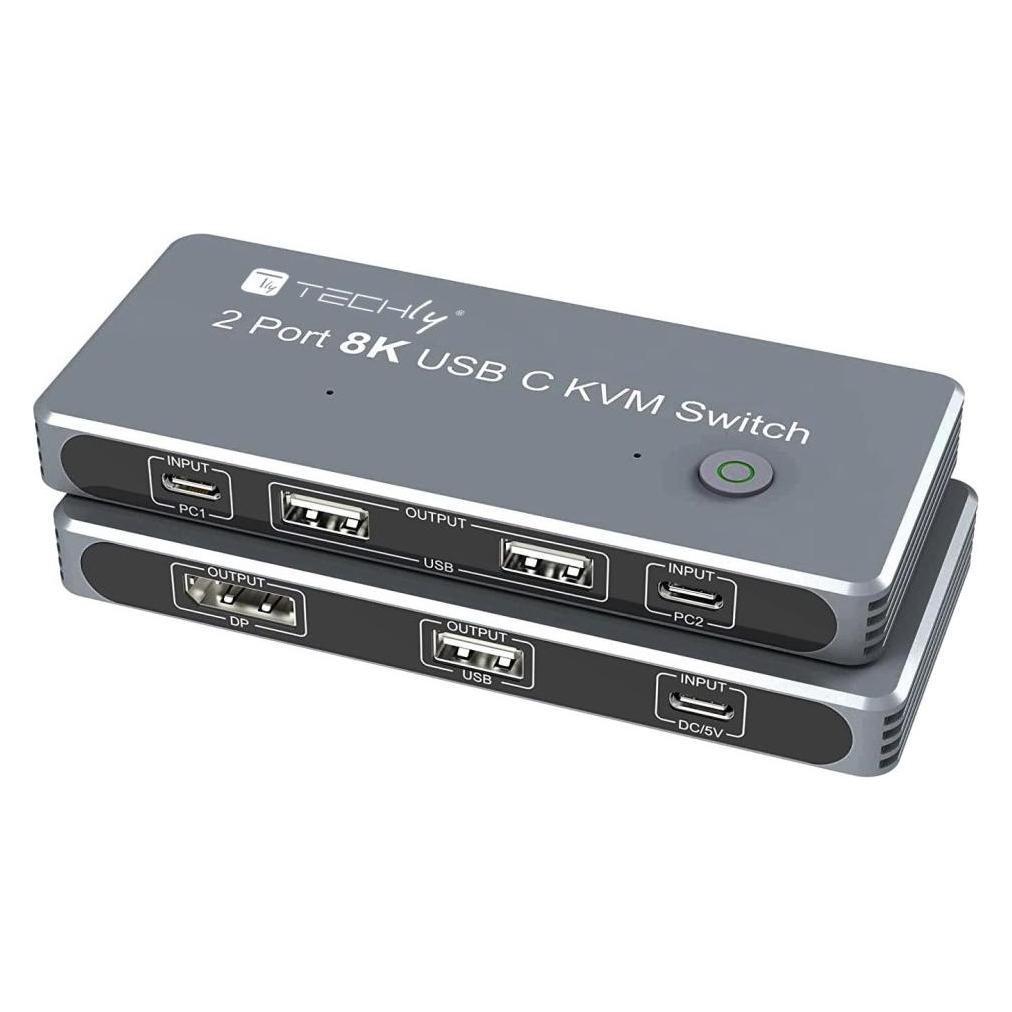 Techly KVM USB-C Switch 8K DisplayPort (IDATA KVM-DPC8K)