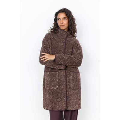 Langjacke SOYACONCEPT "SC-GERTRUD 5", Damen, Gr. L, chocolate plum mel com, Web, Obermaterial: 100% Polyester, meliert, Po-bedeckend, Jacken Langjacke, Kunstfaser