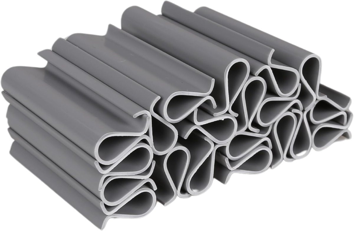 Set van 20 grijze bevestigingsclips voor het plaatsen van omheiningen, 48 cm