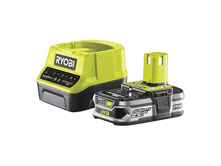 Ryobi Accu met snellader 18 V, 2,5 Ah, ONE+, met overbelastingsbeveiliging en laadstatusindicator, RC18120-125