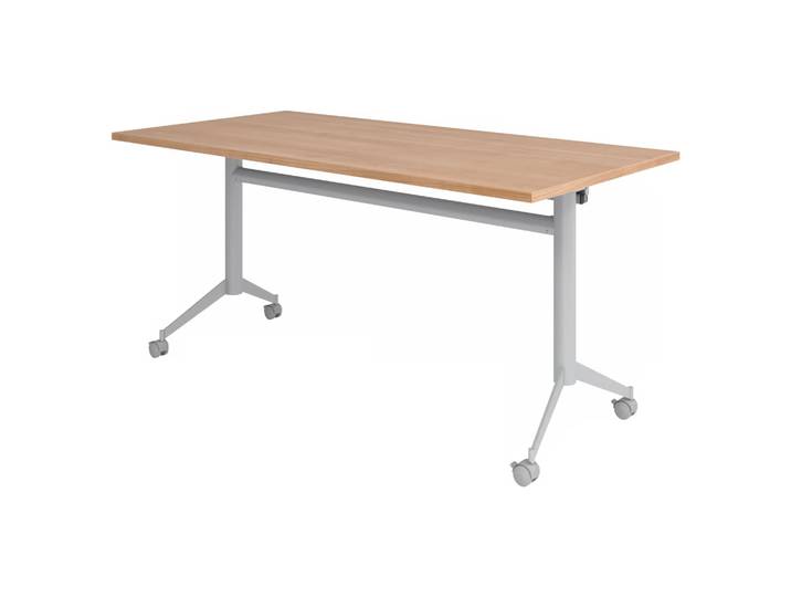 KALA 16 Klapptisch fahrbar 160 cm Silber - Konferenztisch 160 x 80 Nussbaum
