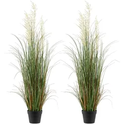 VEVOR Kunstrasenpflanze, 2er-Pack 1194 mm Schilfgras im Topf, PVC-Kunstgrün, Grasbusch, Sträucherpflanze für drinnen & draußen, Haus, Garten, Büro, Zimmerdekoration, Einweihungsparty, Grün