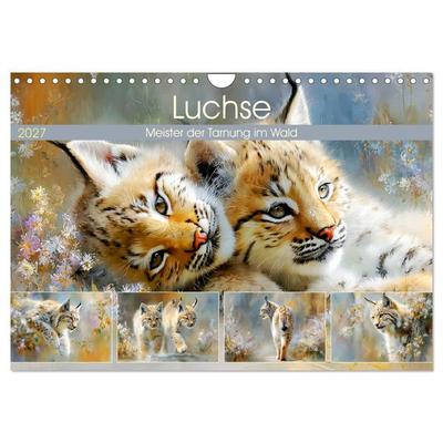 Luchse. Meister der Tarnung im Wald (Wandkalender 2027 DIN A4 quer), CALVENDO Monatskalender
