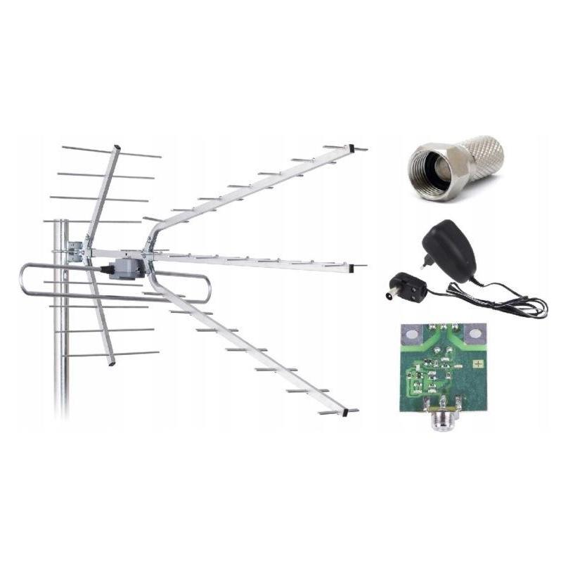 Libox Richtantenne RTV DVB-T mit Combo LB2100W | VHF-, UHF-, LTE-Signalverstärker (Parabolantenne, 45 dB, DVB-T / -T2, LTE) (LB2100W)