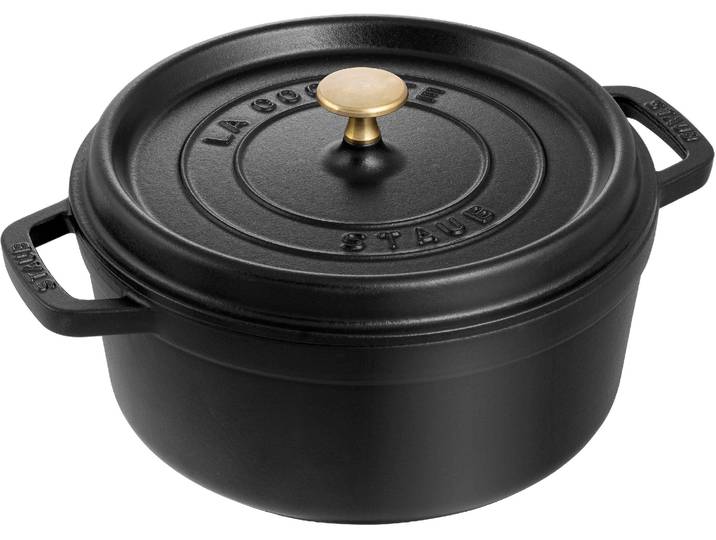 Bräter STAUB Cocotte , schwarz, H:16,7cm Ø:26cm, Töpfe, Bräter, robust, langlebig, perfekte Hitzeverteilung, Aromaregen-Deckel