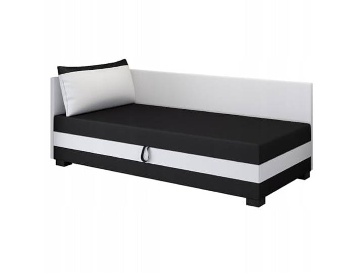 TAPCZANY24 - Boxspringbett Ilia+ 83x198 cm mit Schaumstoff Matratze Bett mit Matratze, Polsterbett mit Bettkasten, Gepolstertes Einzel Bett, Schlafsofa - Schwarzweiß