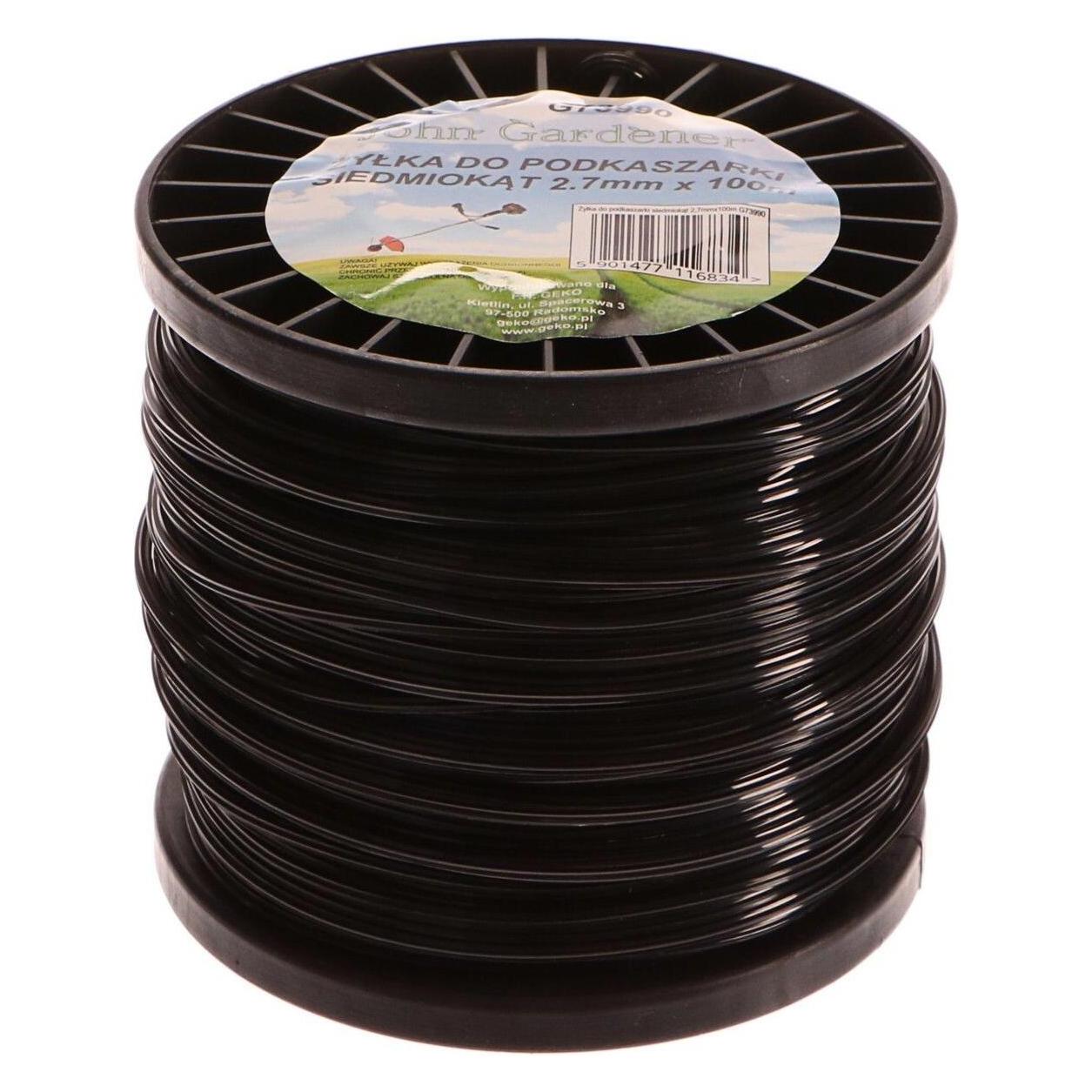 GEKO Mähfaden schwarz, 2,7 mm, 100 m, siebeneckig, Nylon (Rasenmäher, Rasentrimmer) (G73990)