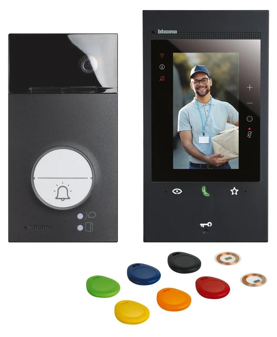BTICINO Video-Set Flex'ONE, LINEA3000, CLASSE300EOS, schwarz, 2-Draht, 1 Stk.