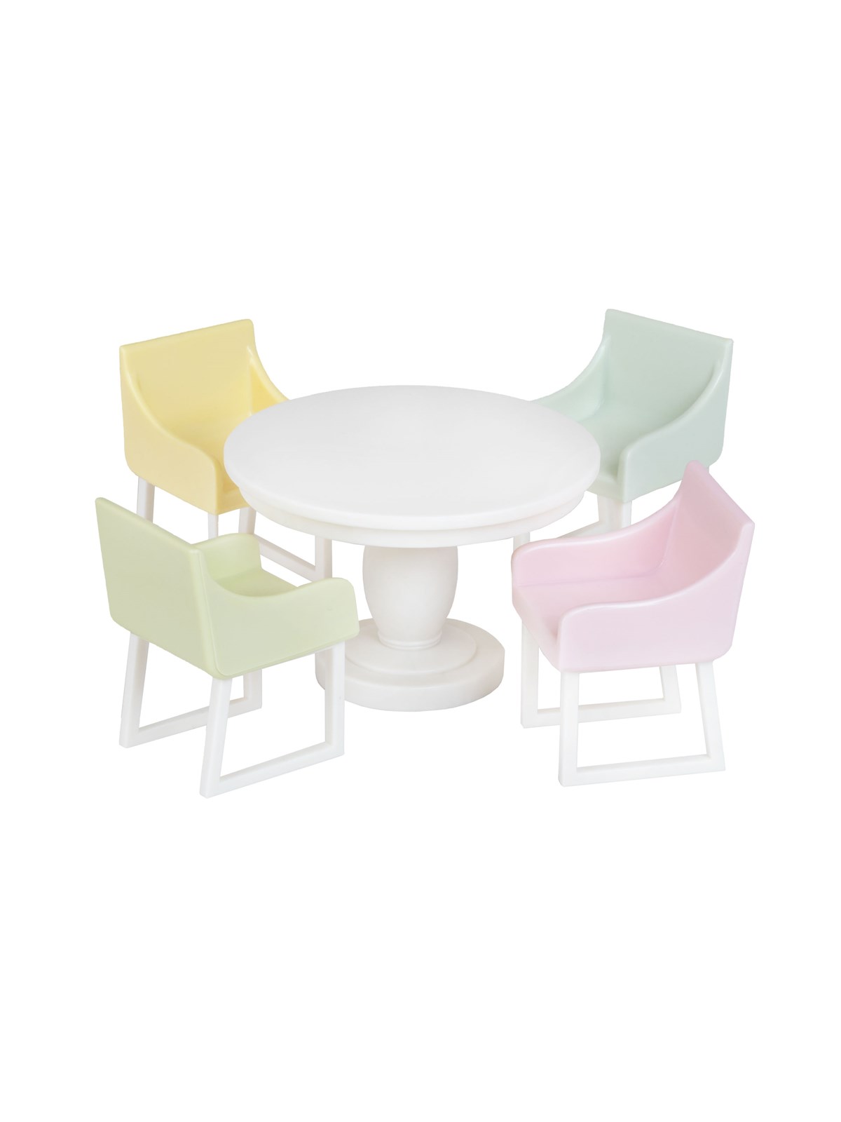 Micki Lundby Esszimmer mit pastellfarbenen Stühlen & Tisch