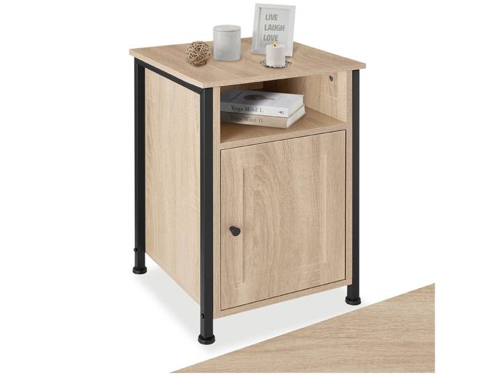 Table de chevet Blackburn 40x42x60,5cm - Bois clair industriel, Chêne Sonoma