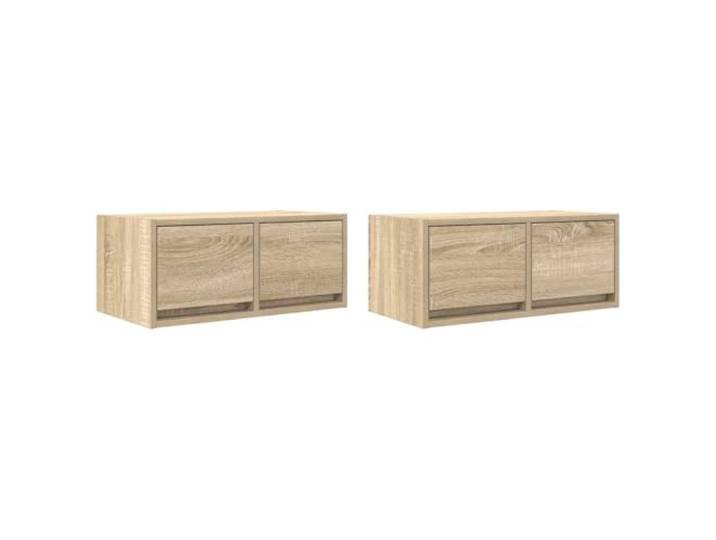 LMTYOENFG TV-Wandschrank 2er Set Hängend Sonoma-Eiche 60x31x25,5cm Schwebendes Design schafft Bodenfreiheit im Wohnzimmer, 2 Schubladen pro Element bieten staubgeschützten Stauraum.