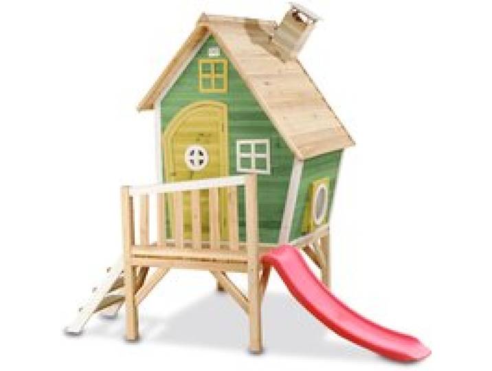EXIT Maisonnette en bois avec toboggan Fantasia 300 (Vert)