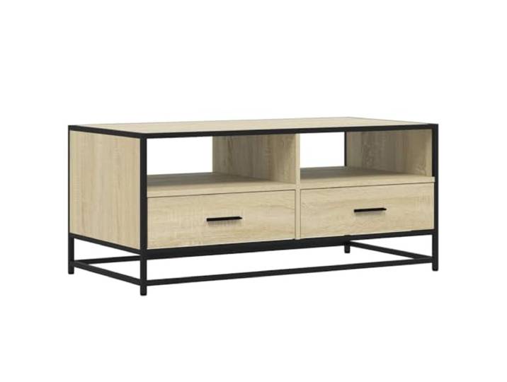LKJephalotrop Couchtisch Sonoma Eiche 100x50x45 cm Holzwerkstoff Metall Moderne Ablage für Wohnzimmer und Lounge, robuster Beistelltisch mit reichlich Stauraum für Zeitschriften und Bücher.