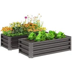 Outsunny-Hochbeet Set-110L x 50B x 30H cm-Dunkelgrau