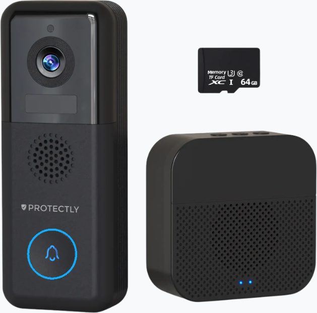 Protectly® Video Deurbel Draadloos & Bedraad 2K