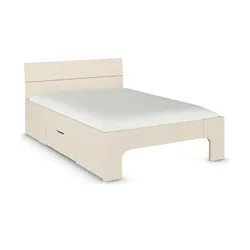 Stauraumbett in beige Frieda , creme , Maße (cm): B: 145 H: 210