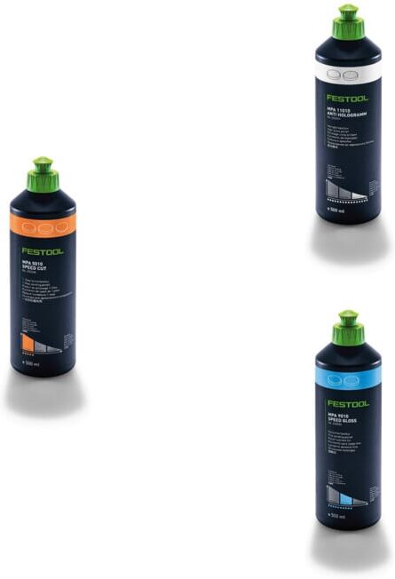 Set Festool Poliermittel MPA 5010 OR/0,5L+MPA 9010 BL/0,5L+MPA 11010 WH/0,5L