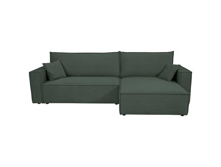 Xora Ecksofa, Dunkelgrün, Füllung: Schaumstoffflocken, seitenverkehrt montierbar, L-Form, 267x141 cm, Rücken echt, Armlehnen seitenverkehrt montierbar, Wohnzimmer, Sofas & Couches, Wohnlandschaften, Ecksofas mit Schlaffunktion