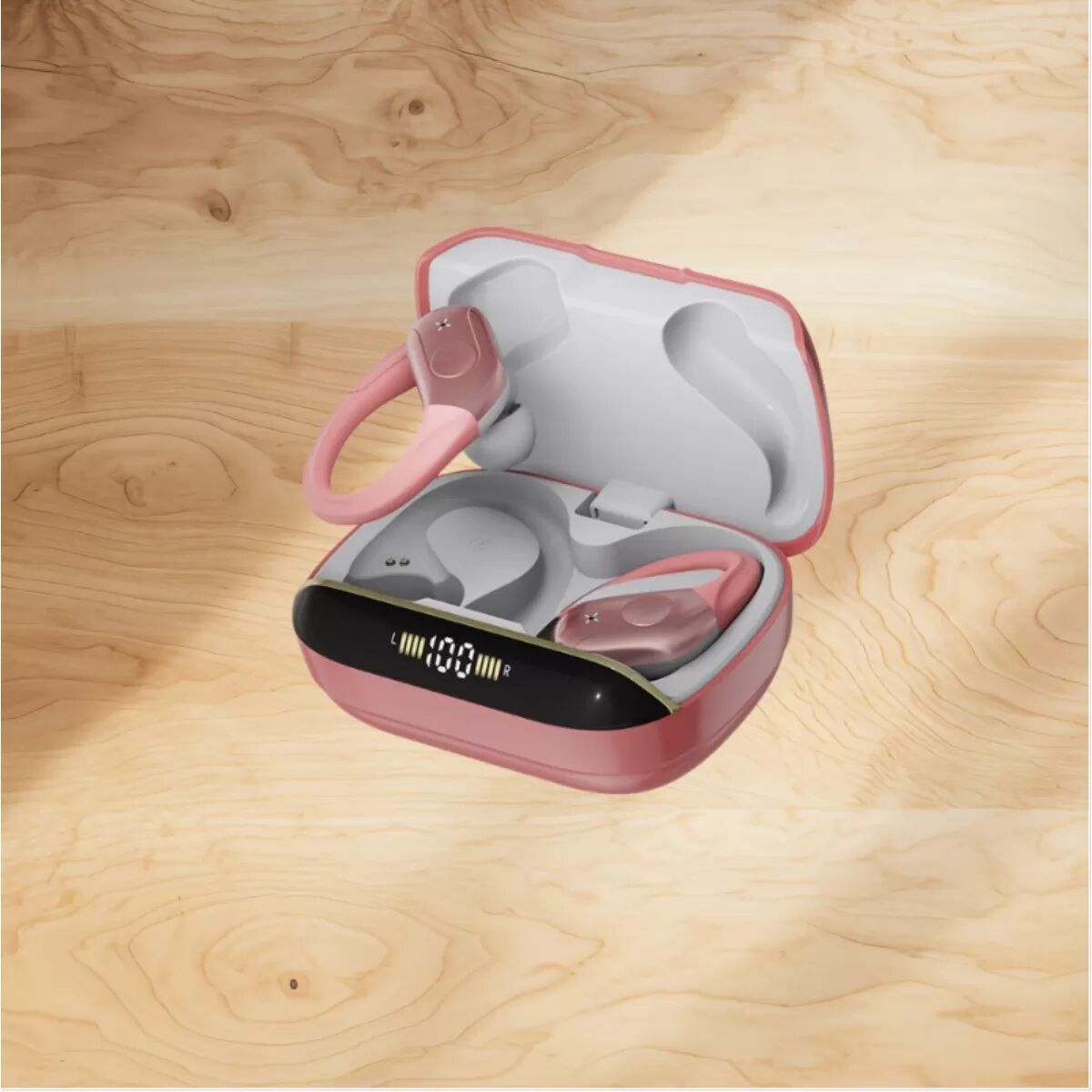 INF T12DNS DN Geräuschreduzierung Ohrhaken-Sport kabellose Bluetooth-Kopfhörer – Bluetooth 6.0, 480ah Batterie, ergonomischer Rosa