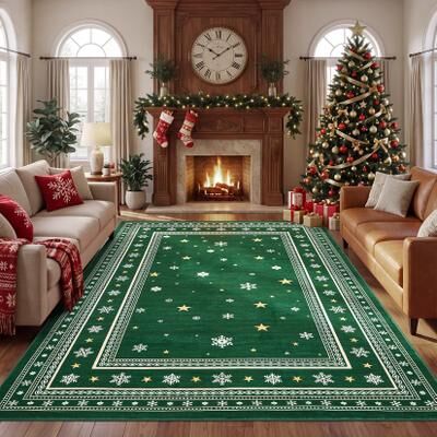 Garvee Christmas Star Snowflakes Area Rug