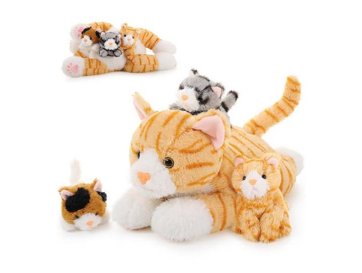 LuxusKollektion Kuscheltier Plüschtier Katze Plüschkatze XXL 40cm 3 Baby Bauch Gelb (1-St)
