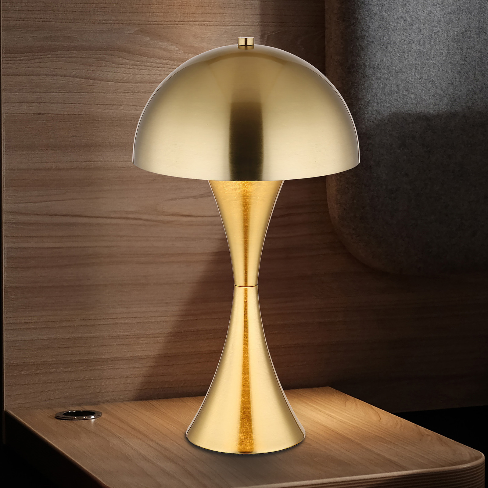 home24 Tafellamp Dima modern messing/messing, Diameter: 20 cm, E27, LED