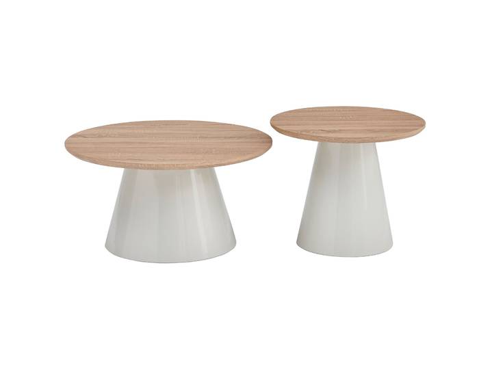 Lunnea runde Kaffeetisch-Sets 80 und 60 cm, natürliche Eiche mit