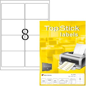 TopStick Universaletiketten labels, 8758, weiß, 99,1 x 67,7mm, 100 Blatt, 800 Stück