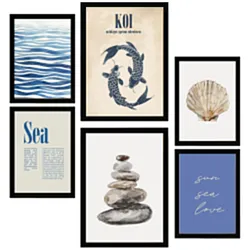 POSTER Set Mit 6 Meer, Ozean, Marine A3 & A4 Schwarzer Rahmen