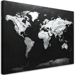 LEINWANDBILDER, Schwarz weiße Weltkarte