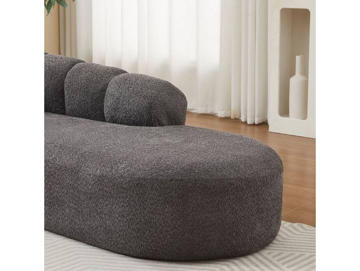 Canapé chaiselongue - SOGEU - Ondulé - Dossier ondulé - Chenille douce - Assise rembourrée