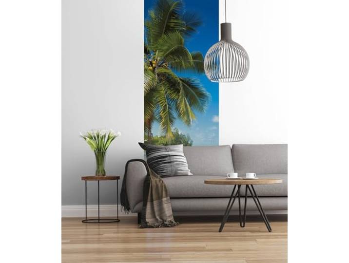 Komar Vlies Fototapete COCONUT BAY 100 x 280 cm Tapete, Wand Dekoraton, Palme, Strand, Meer, Urlaub, Insel, Bucht, Schlafzimmer, Wohnzimmer 310-DV